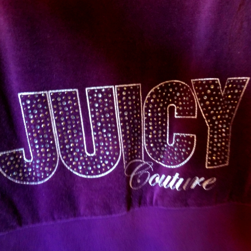 Juicy Couture Classic Zip Up Bling Purple Velour Hoodie Size Small Like New